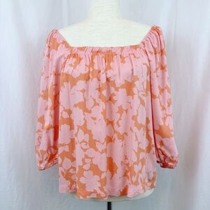 Sanctuary Pink and Orange Square Neck Floral Top